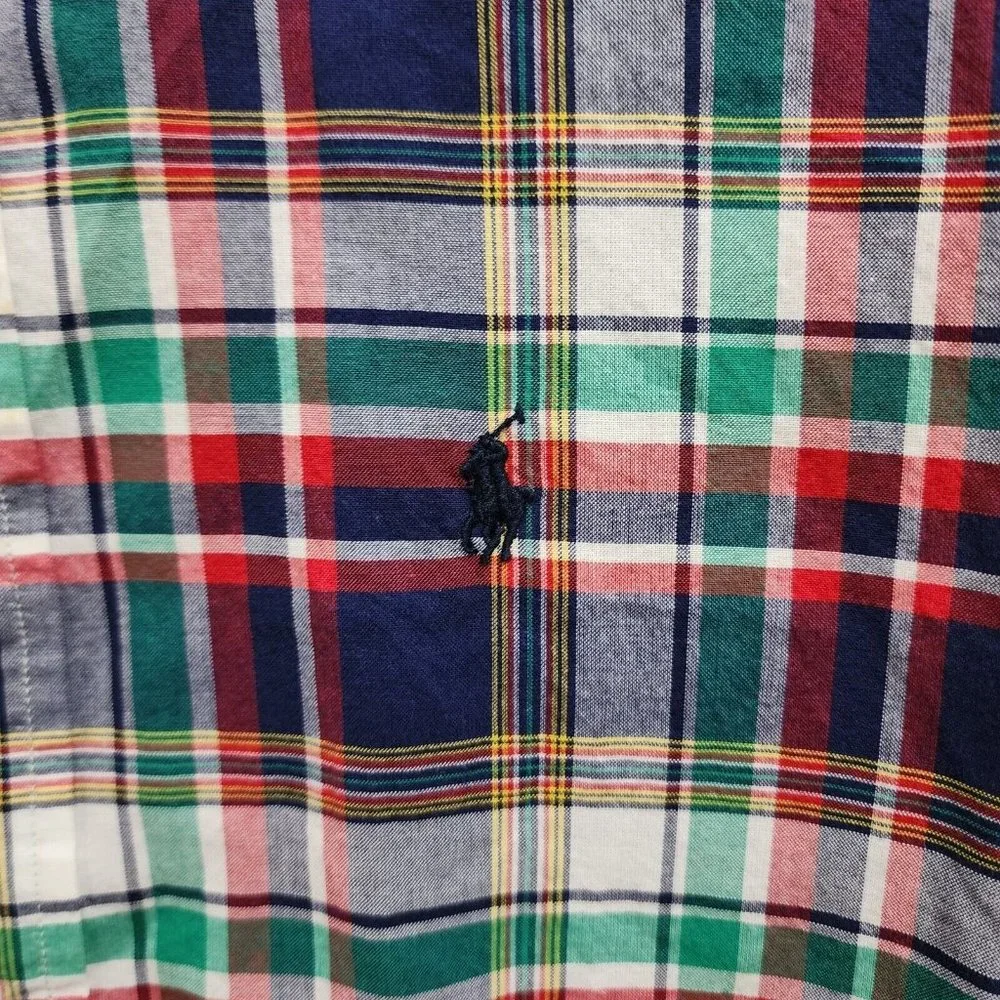 Ralph Lauren Plaid‎ Pony Logo Long Sleeve Button Down Shirt Youth Boy's Size XL